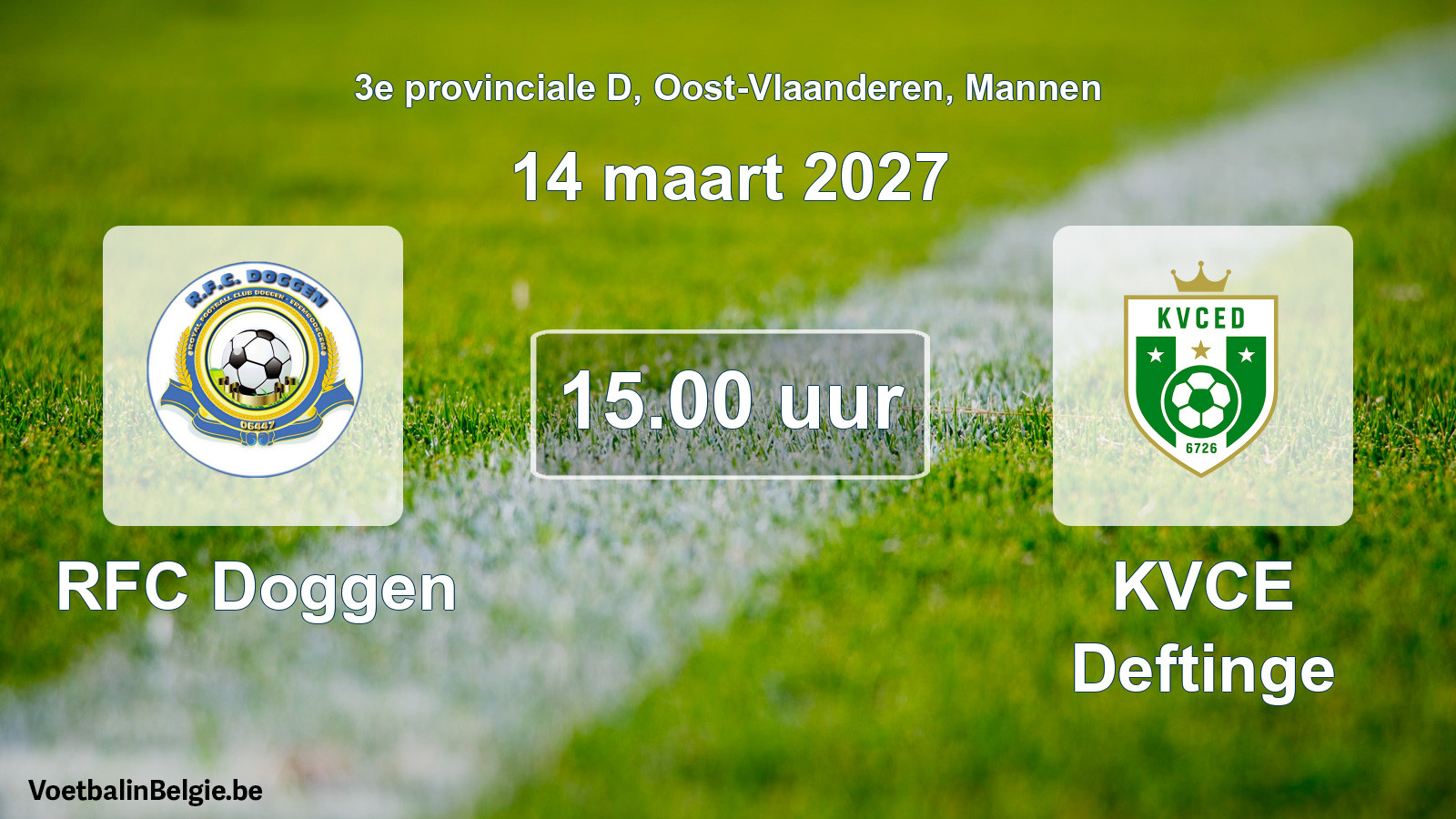 Geplande wedstrijd mannenvoetbal: RFC Doggen - KVCE Deftinge (14 maart 2027)