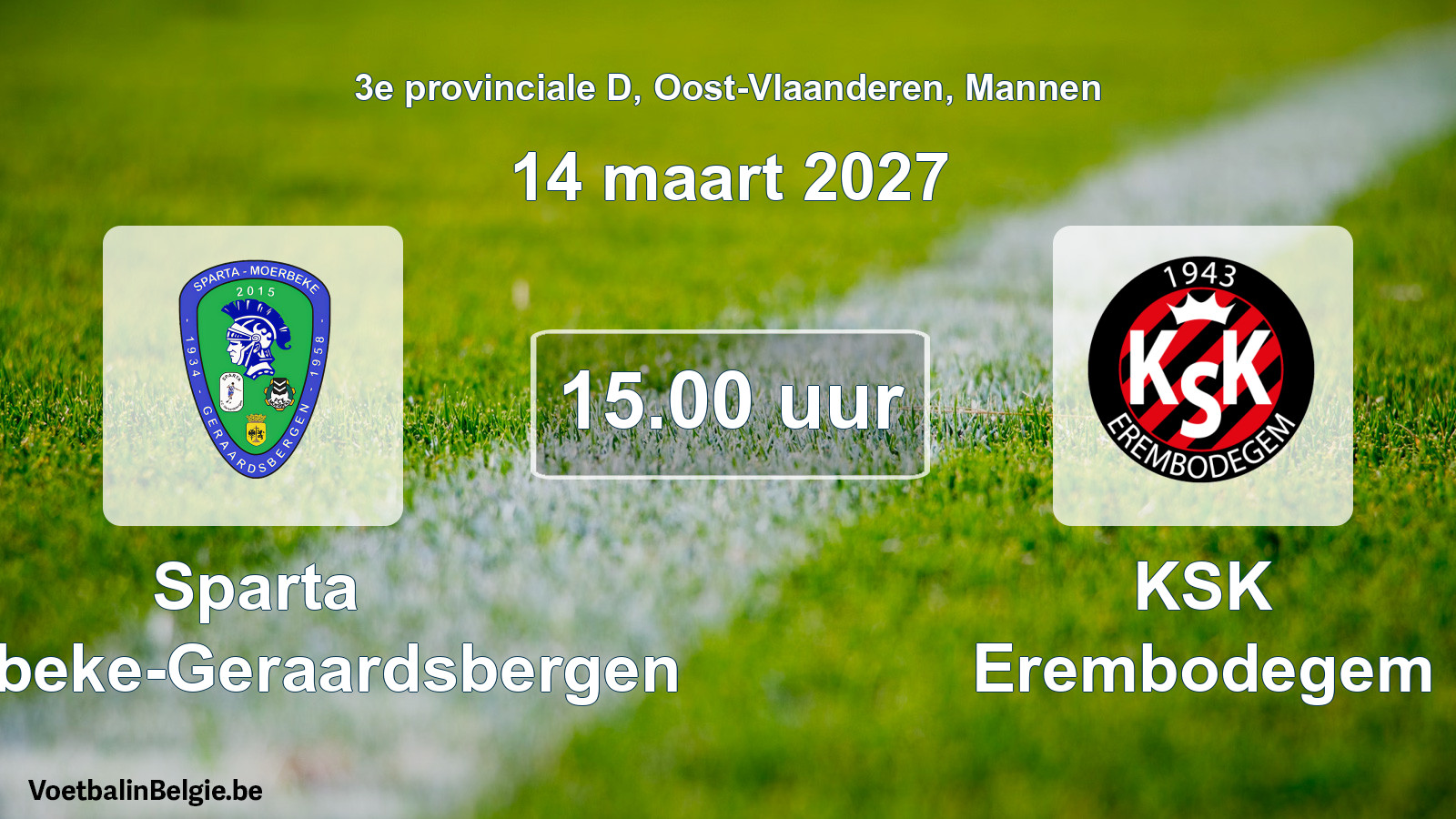 Geplande wedstrijd mannenvoetbal: Sparta Moerbeke-Geraardsbergen - KSK Erembodegem (14 maart 2027)