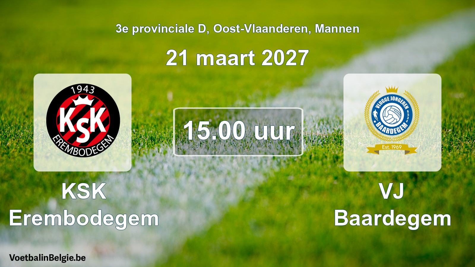 Geplande wedstrijd mannenvoetbal: KSK Erembodegem - VJ Baardegem (21 maart 2027)