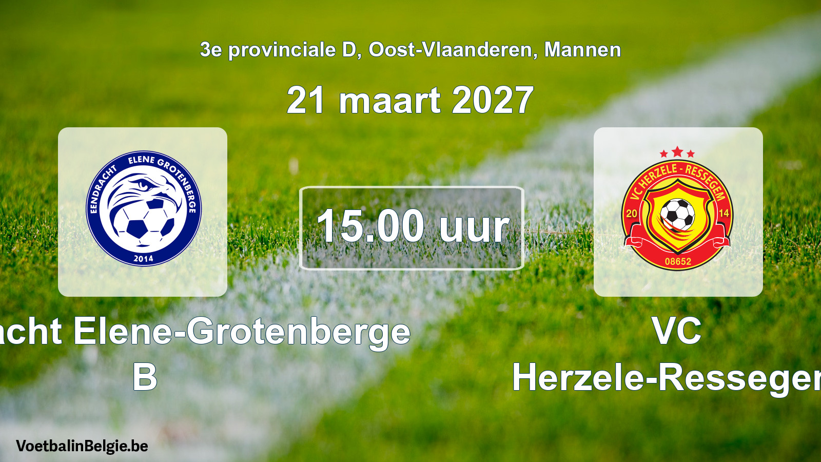 Geplande wedstrijd mannenvoetbal: Eendracht Elene-Grotenberge B - VC Herzele-Ressegem (21 maart 2027)