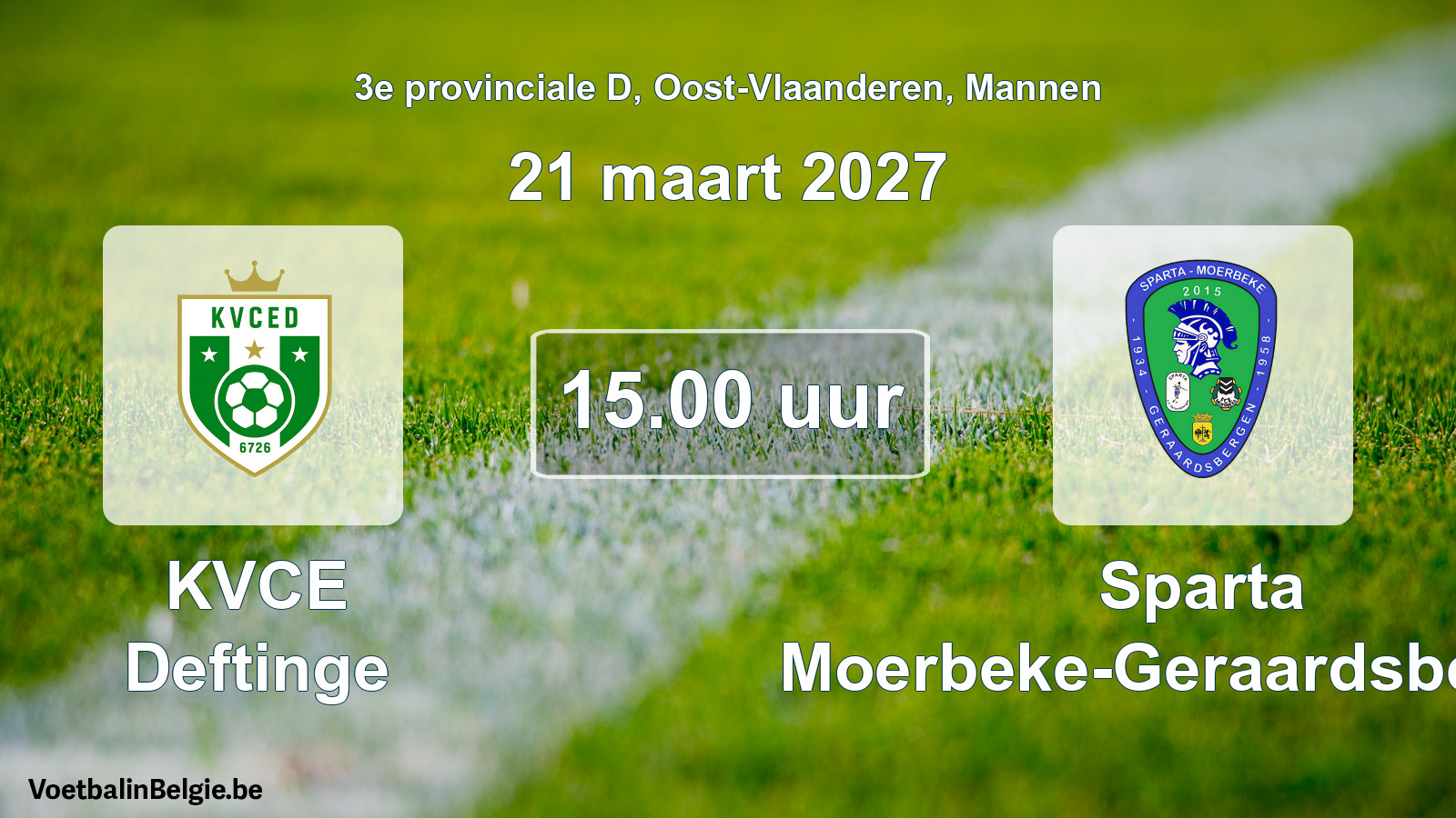 Geplande wedstrijd mannenvoetbal: KVCE Deftinge - Sparta Moerbeke-Geraardsbergen (21 maart 2027)