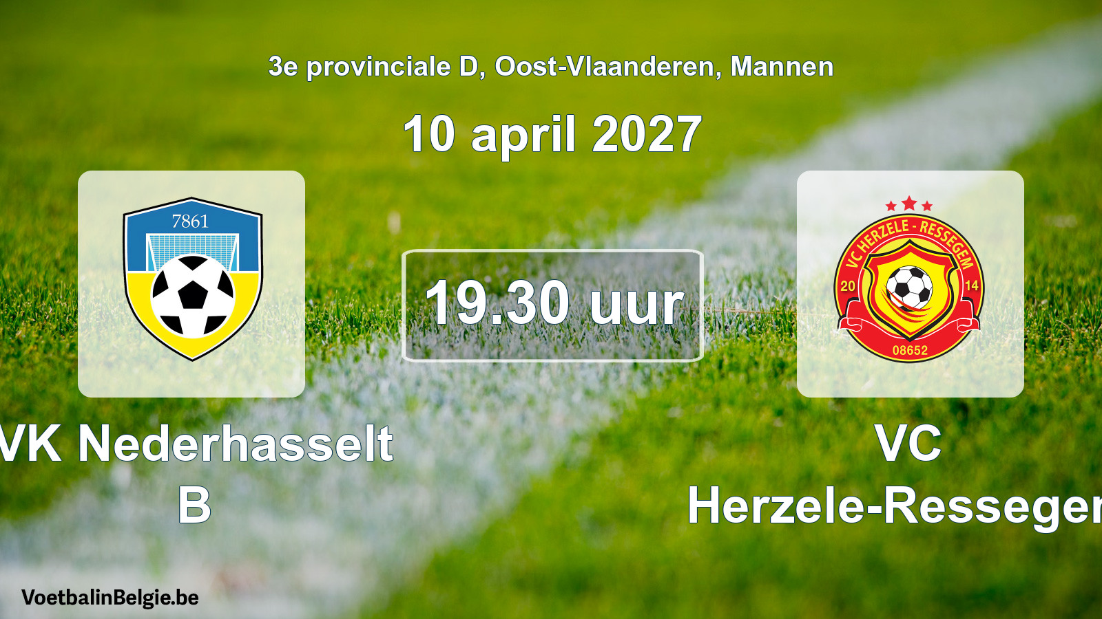 Geplande wedstrijd mannenvoetbal: VK Nederhasselt B - VC Herzele-Ressegem (10 april 2027)