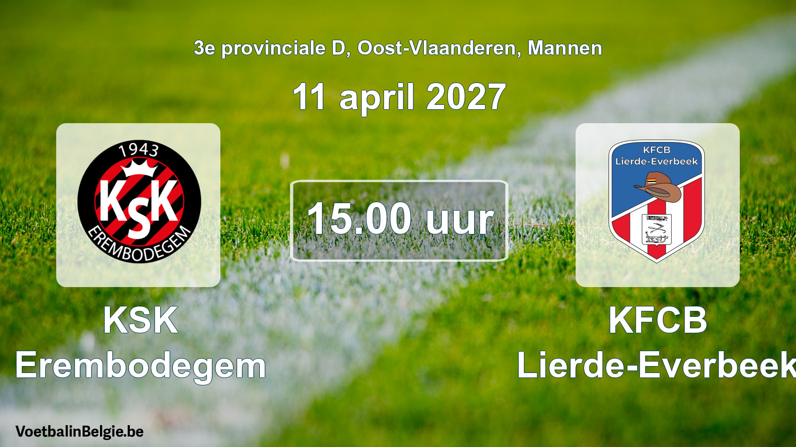 Geplande wedstrijd mannenvoetbal: KSK Erembodegem - KFCB Lierde-Everbeek (11 april 2027)