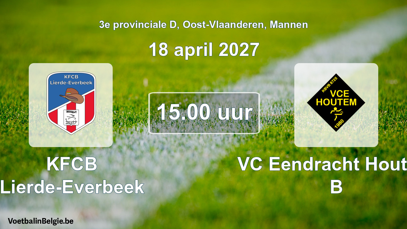 Geplande wedstrijd mannenvoetbal: KFCB Lierde-Everbeek - VC Eendracht Houtem B (18 april 2027)