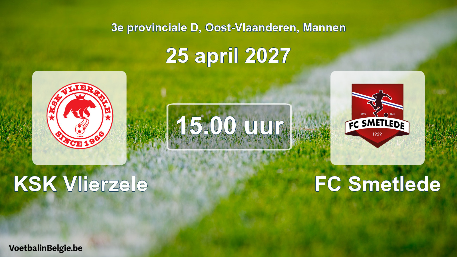 Geplande wedstrijd mannenvoetbal: KSK Vlierzele - FC Smetlede (25 april 2027)