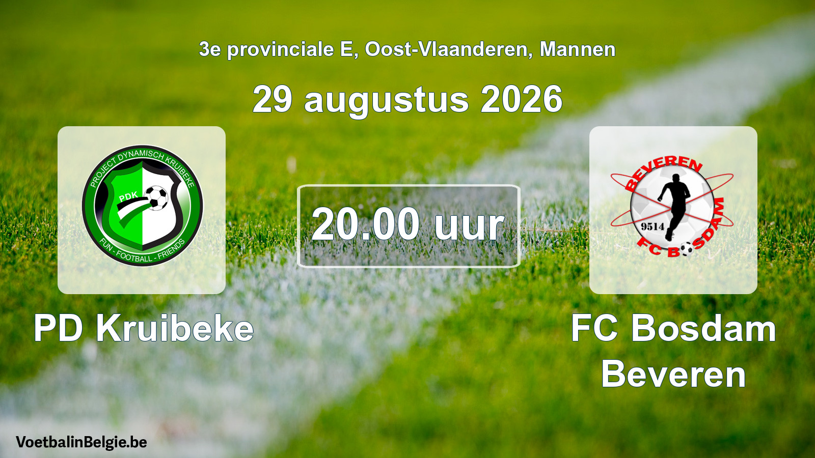 Geplande wedstrijd mannenvoetbal: PD Kruibeke - FC Bosdam Beveren (29 augustus 2026)