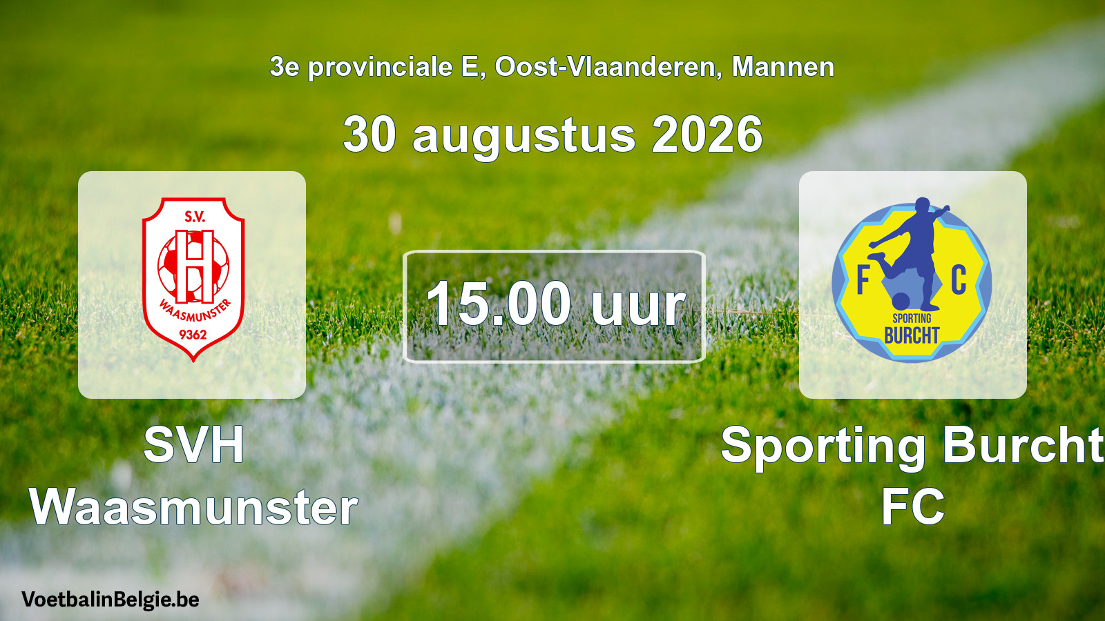 Geplande wedstrijd mannenvoetbal: SVH Waasmunster - Sporting Burcht FC (30 augustus 2026)