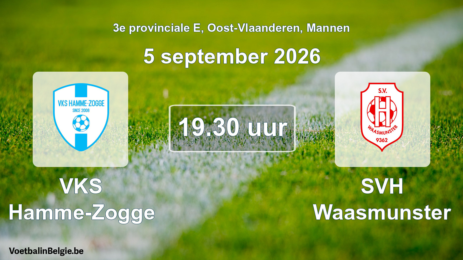 Geplande wedstrijd mannenvoetbal: VKS Hamme-Zogge - SVH Waasmunster (5 september 2026)