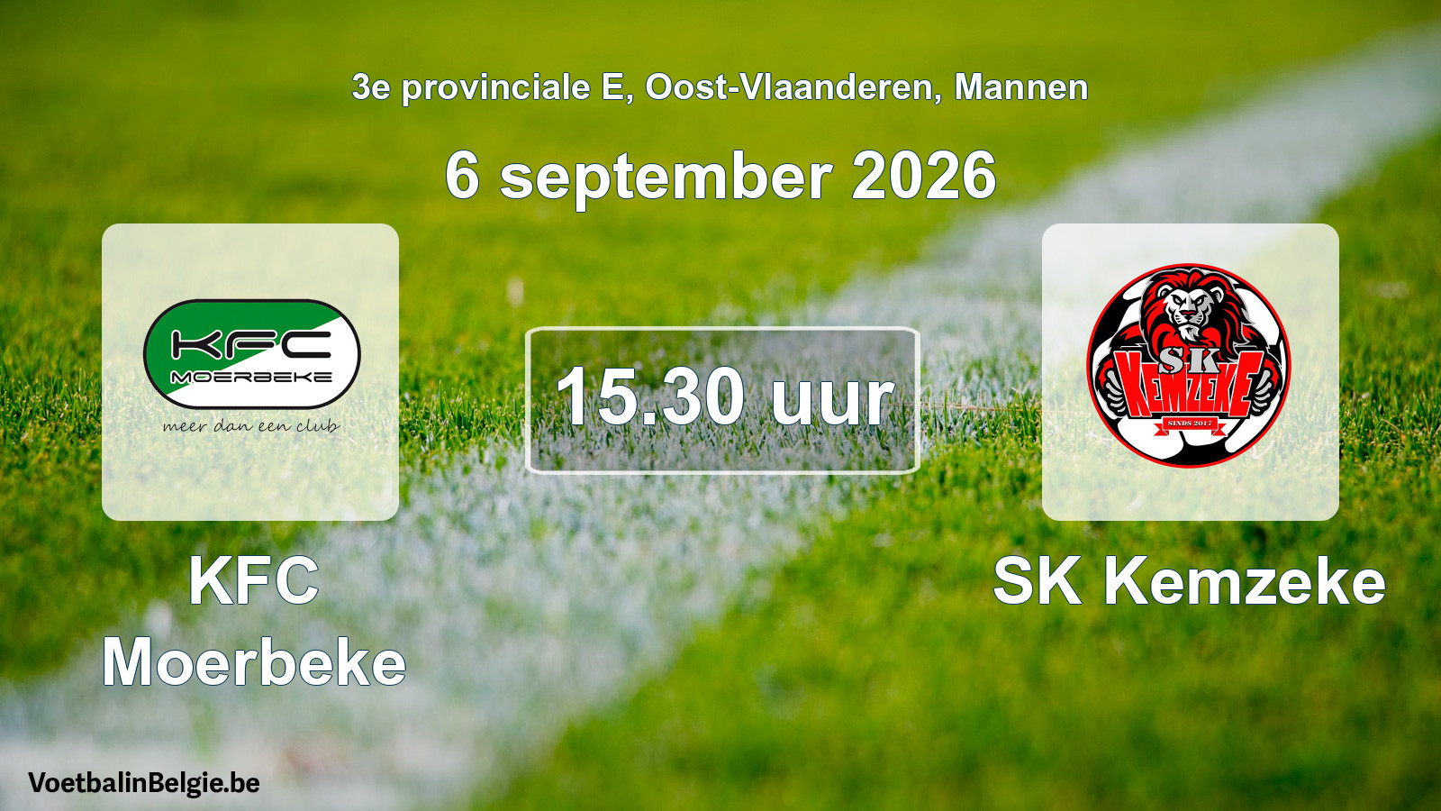 Geplande wedstrijd mannenvoetbal: KFC Moerbeke - SK Kemzeke (6 september 2026)