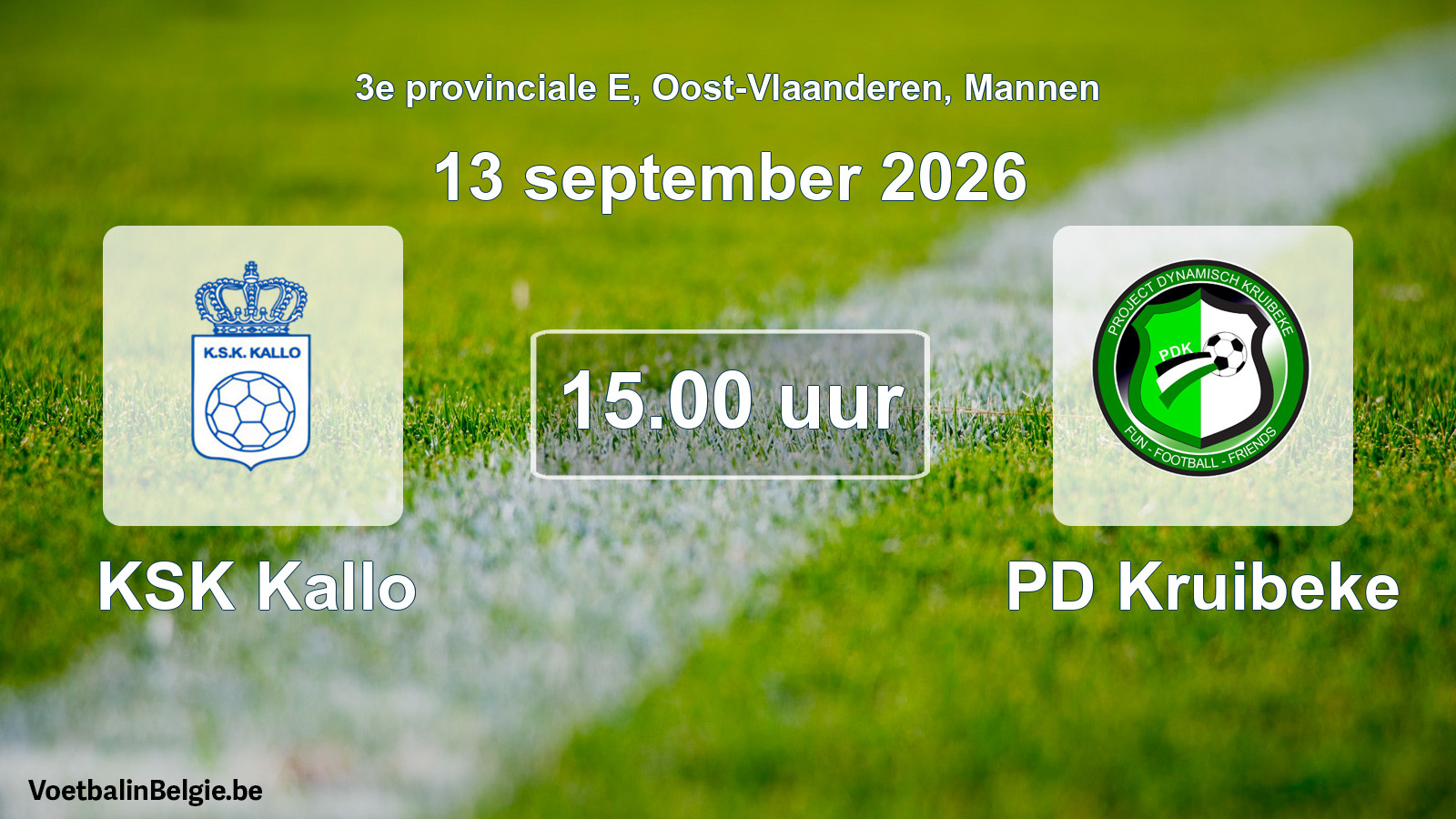 Geplande wedstrijd mannenvoetbal: KSK Kallo - PD Kruibeke (13 september 2026)