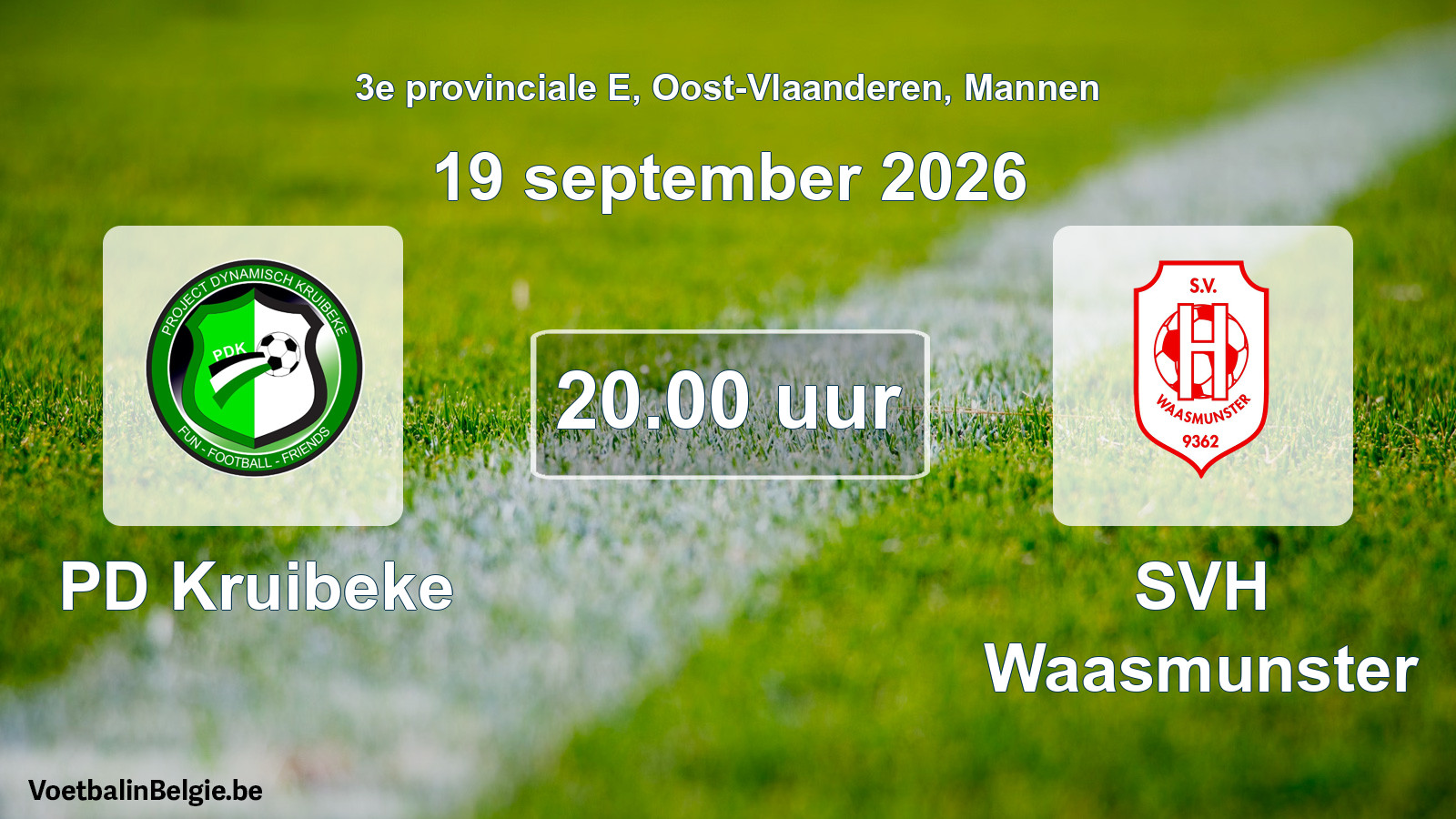 Geplande wedstrijd mannenvoetbal: PD Kruibeke - SVH Waasmunster (19 september 2026)