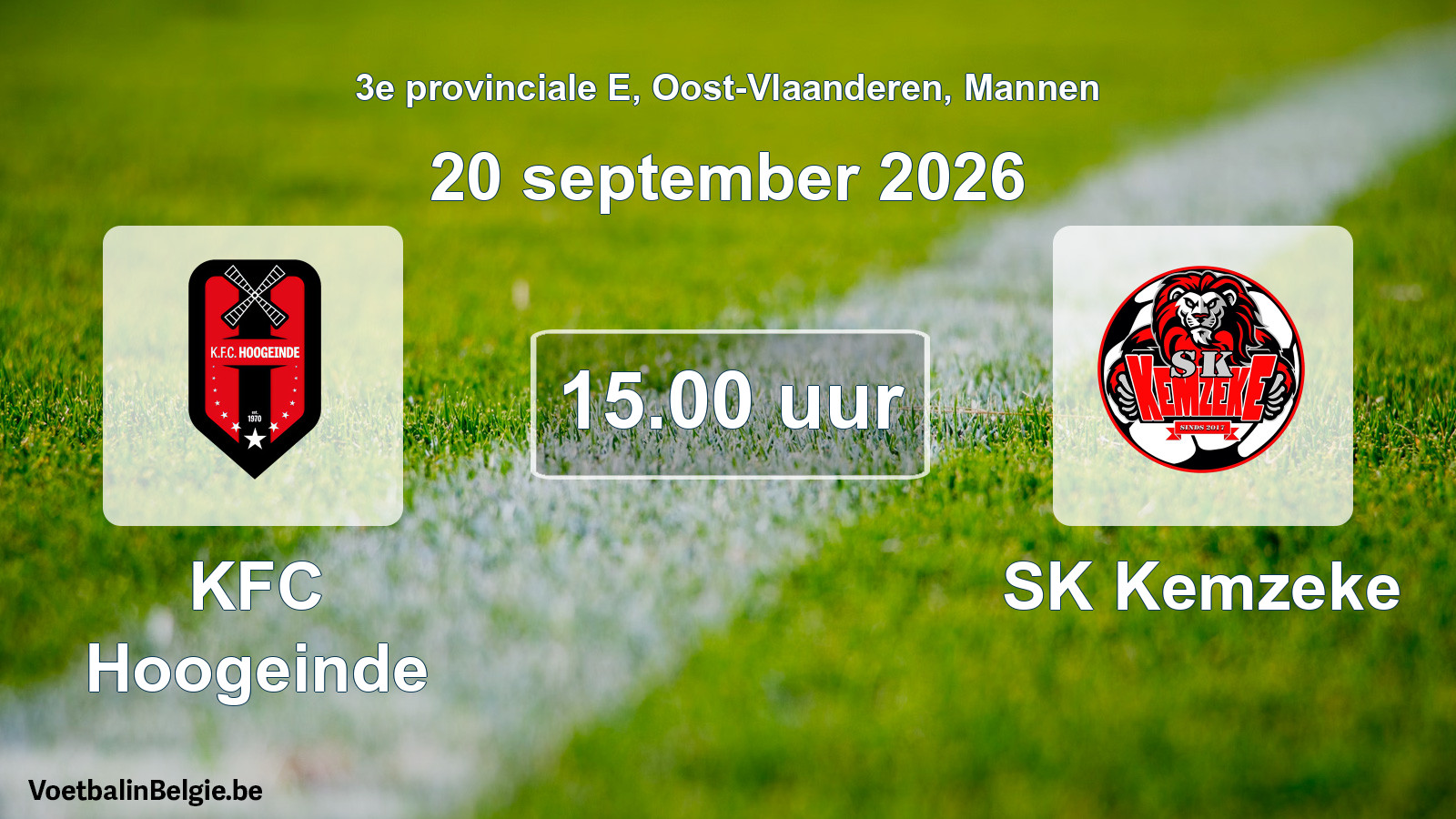 Geplande wedstrijd mannenvoetbal: KFC Hoogeinde - SK Kemzeke (20 september 2026)