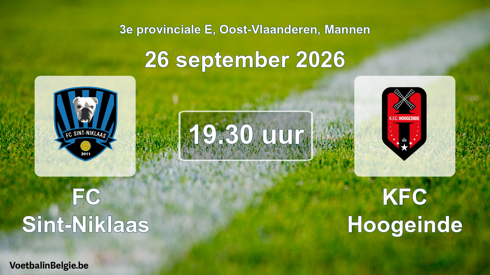 Geplande wedstrijd mannenvoetbal: FC Sint-Niklaas - KFC Hoogeinde (26 september 2026)
