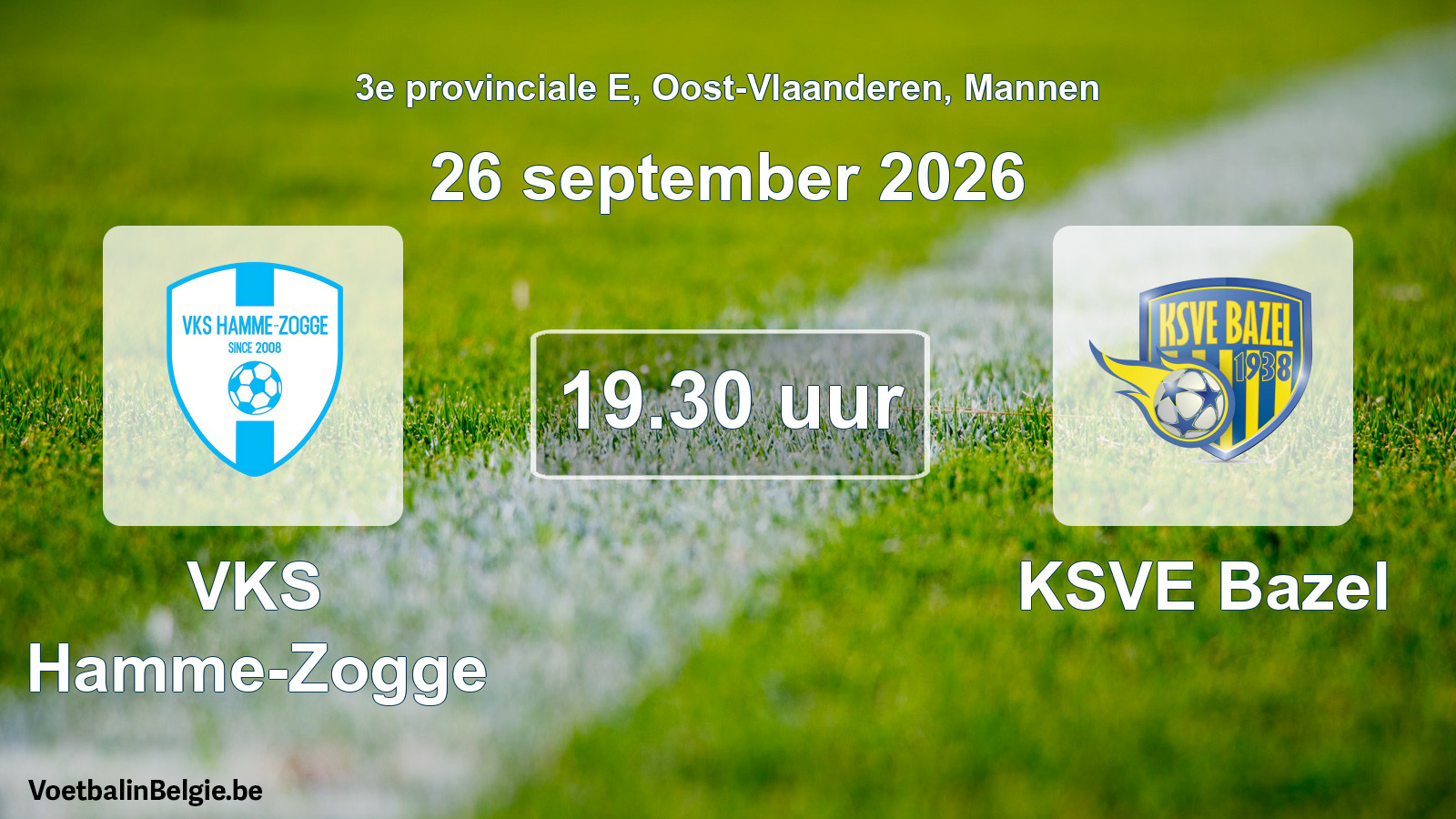 Geplande wedstrijd mannenvoetbal: VKS Hamme-Zogge - KSVE Bazel (26 september 2026)