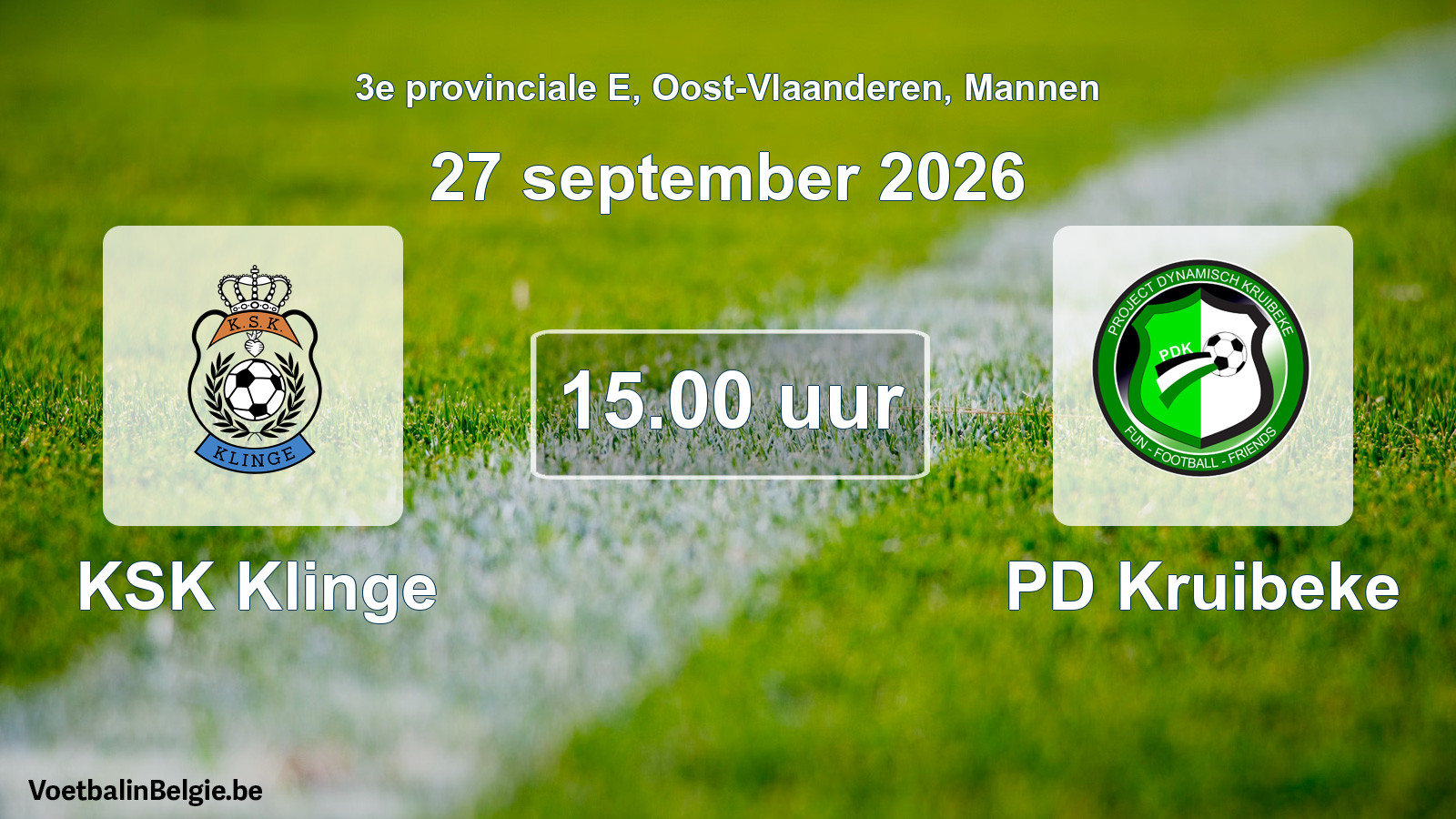 Geplande wedstrijd mannenvoetbal: KSK Klinge - PD Kruibeke (27 september 2026)
