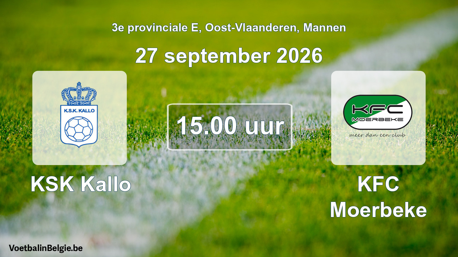 Geplande wedstrijd mannenvoetbal: KSK Kallo - KFC Moerbeke (27 september 2026)