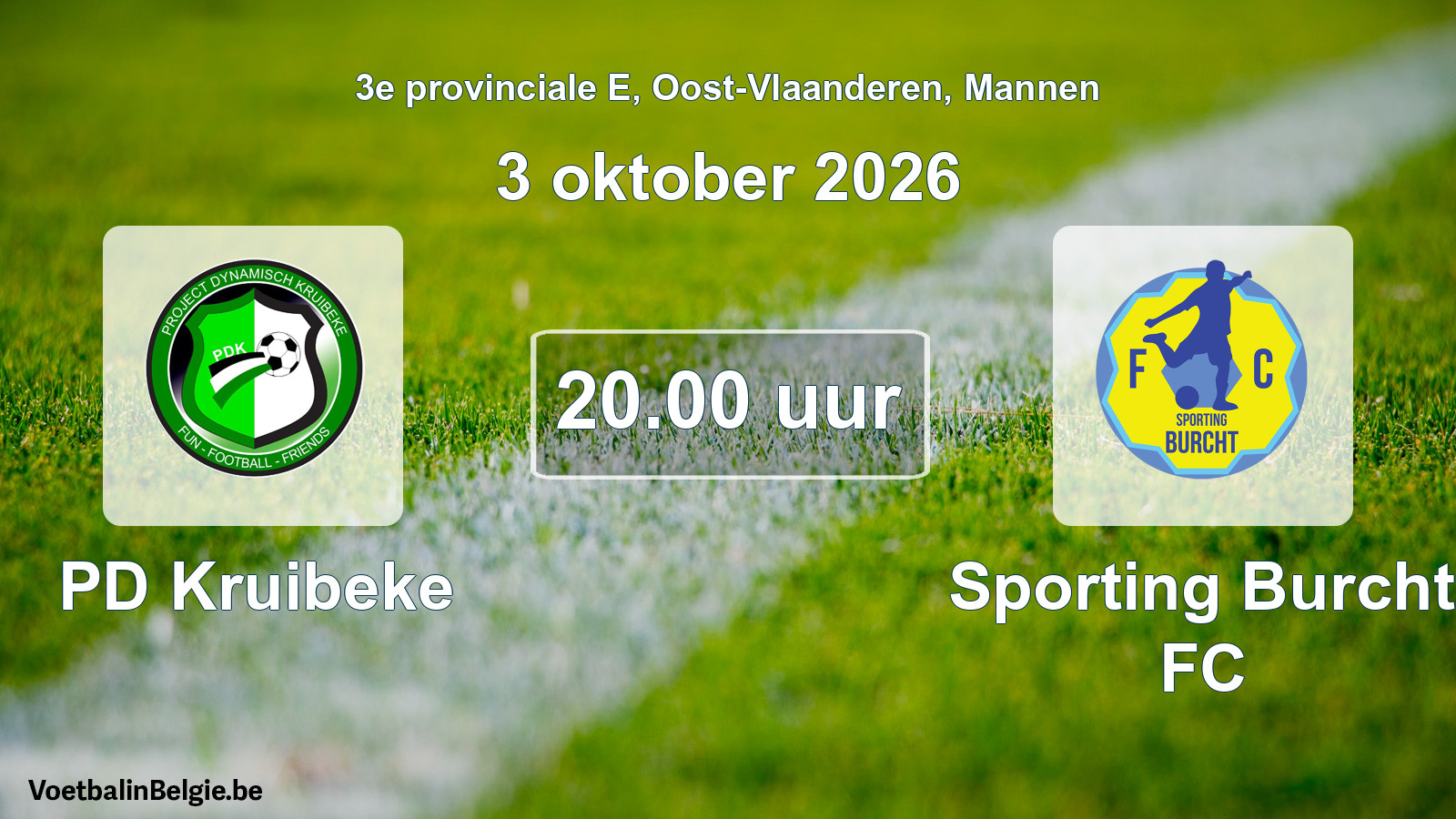 Geplande wedstrijd mannenvoetbal: PD Kruibeke - Sporting Burcht FC (3 oktober 2026)