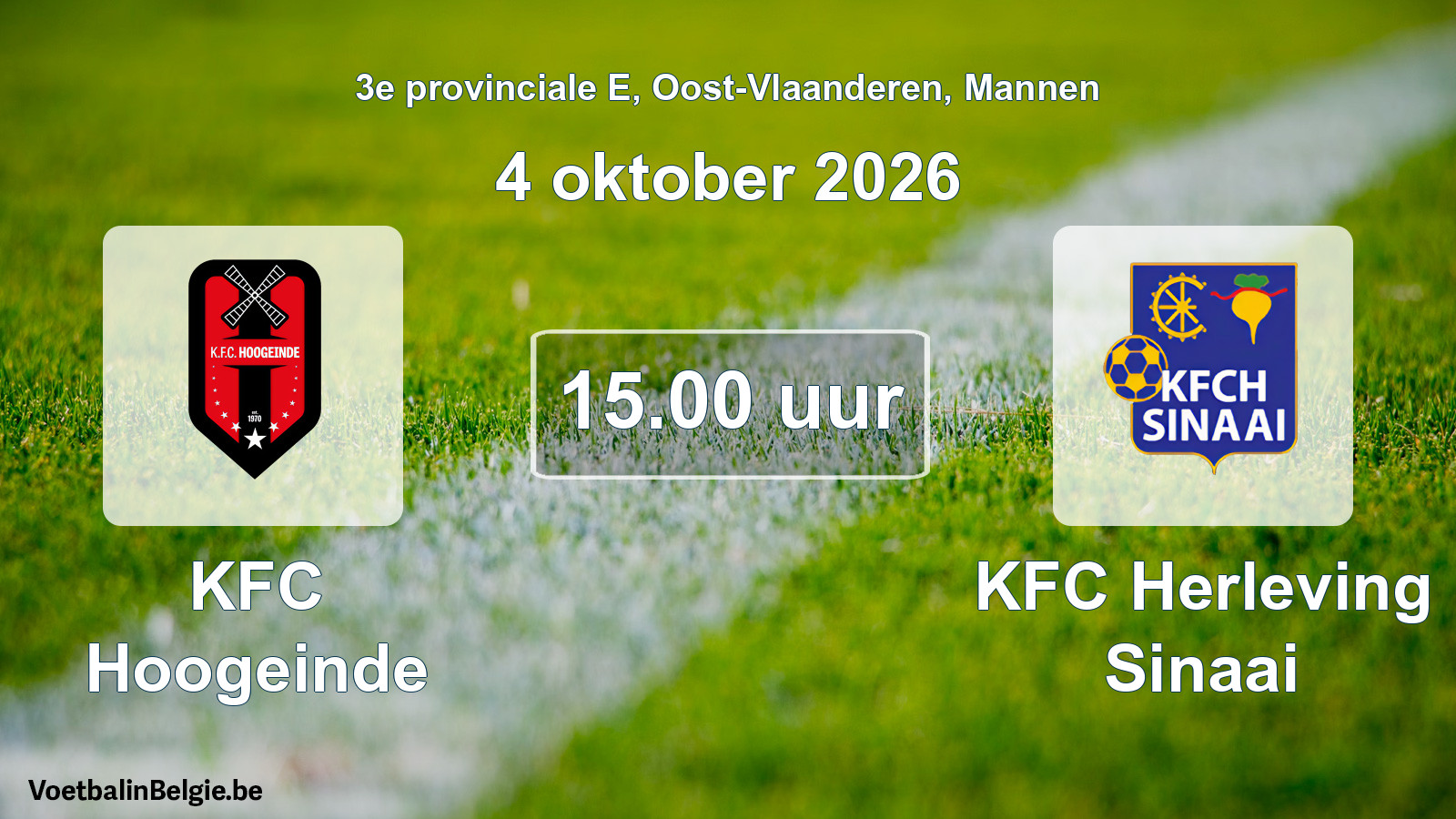 Geplande wedstrijd mannenvoetbal: KFC Hoogeinde - KFC Herleving Sinaai (4 oktober 2026)