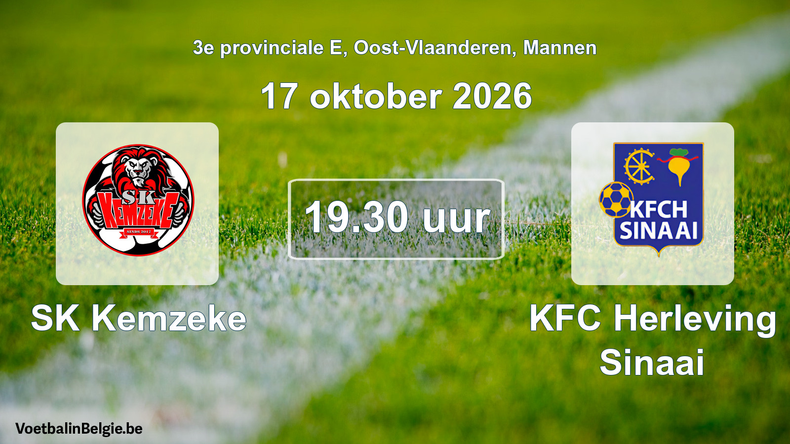 Geplande wedstrijd mannenvoetbal: SK Kemzeke - KFC Herleving Sinaai (17 oktober 2026)