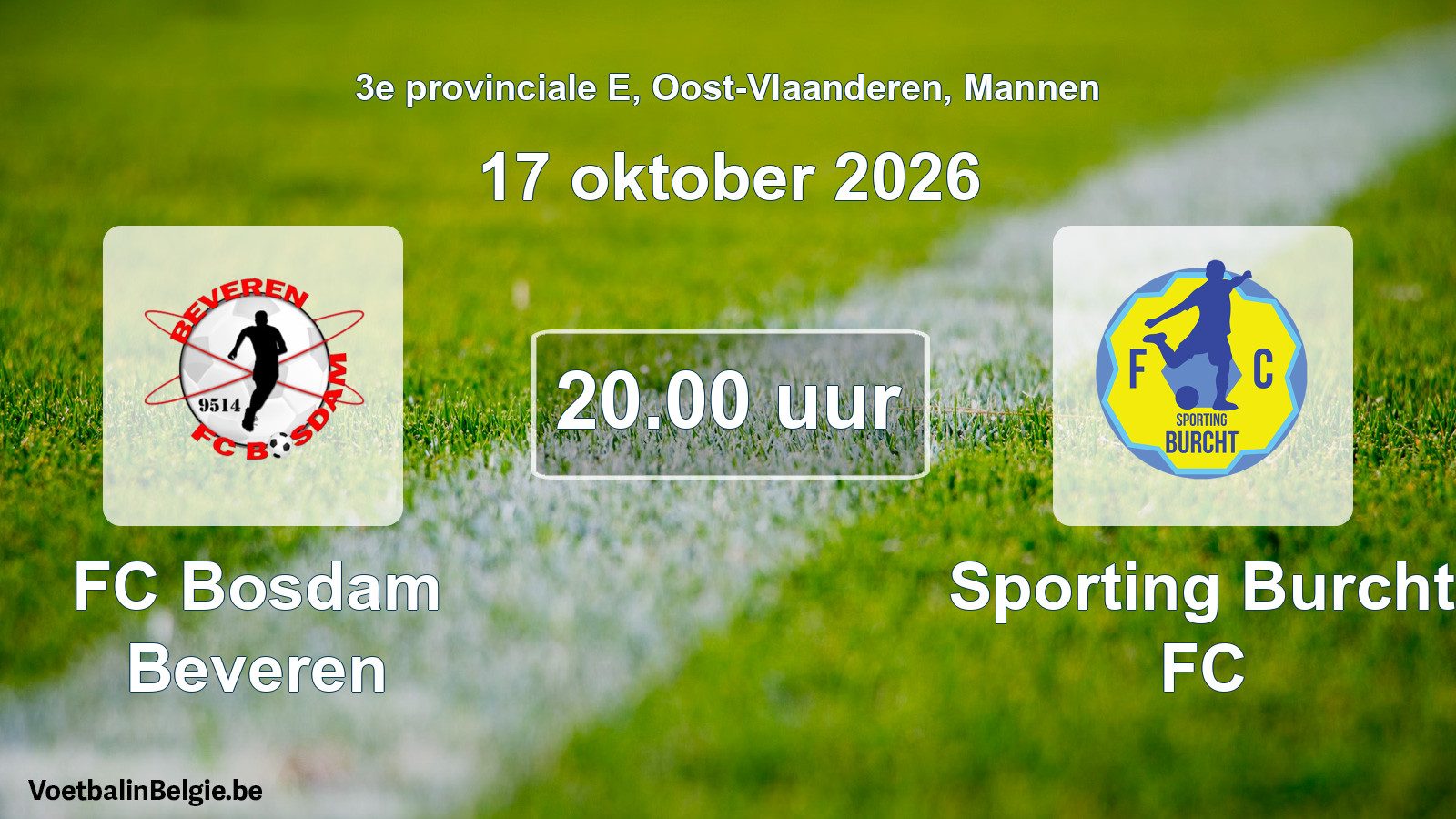 Geplande wedstrijd mannenvoetbal: FC Bosdam Beveren - Sporting Burcht FC (17 oktober 2026)