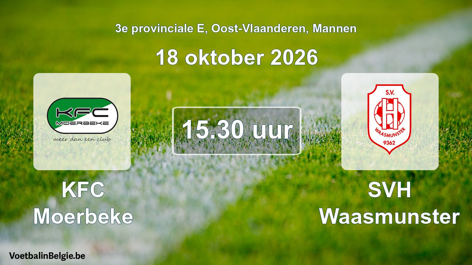 Geplande wedstrijd mannenvoetbal: KFC Moerbeke - SVH Waasmunster (18 oktober 2026)