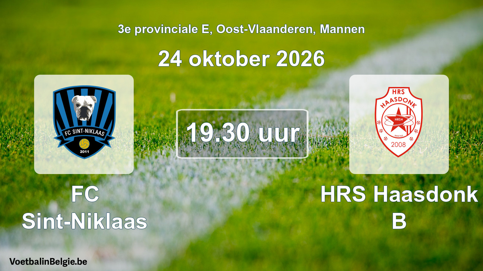 Geplande wedstrijd mannenvoetbal: FC Sint-Niklaas - HRS Haasdonk B (24 oktober 2026)