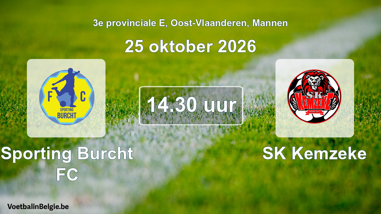 Geplande wedstrijd mannenvoetbal: Sporting Burcht FC - SK Kemzeke (25 oktober 2026)