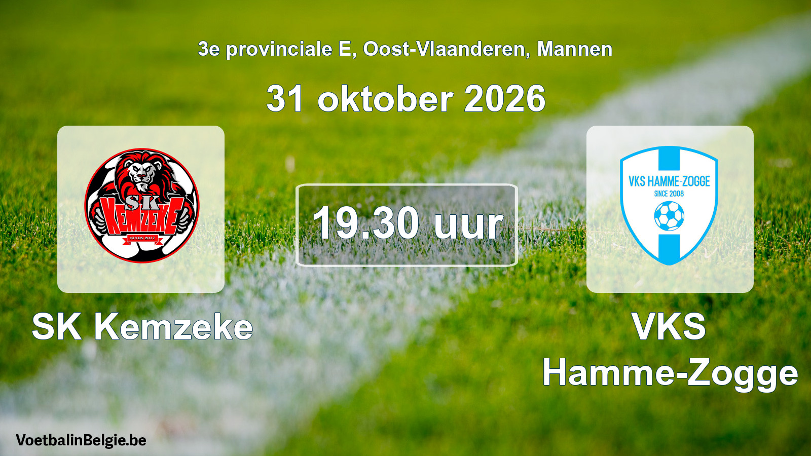 Geplande wedstrijd mannenvoetbal: SK Kemzeke - VKS Hamme-Zogge (31 oktober 2026)