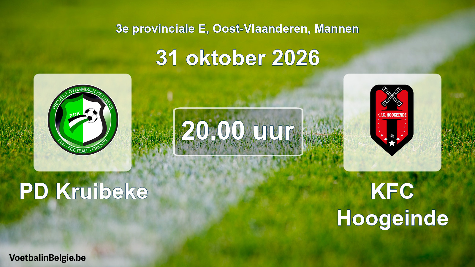 Geplande wedstrijd mannenvoetbal: PD Kruibeke - KFC Hoogeinde (31 oktober 2026)
