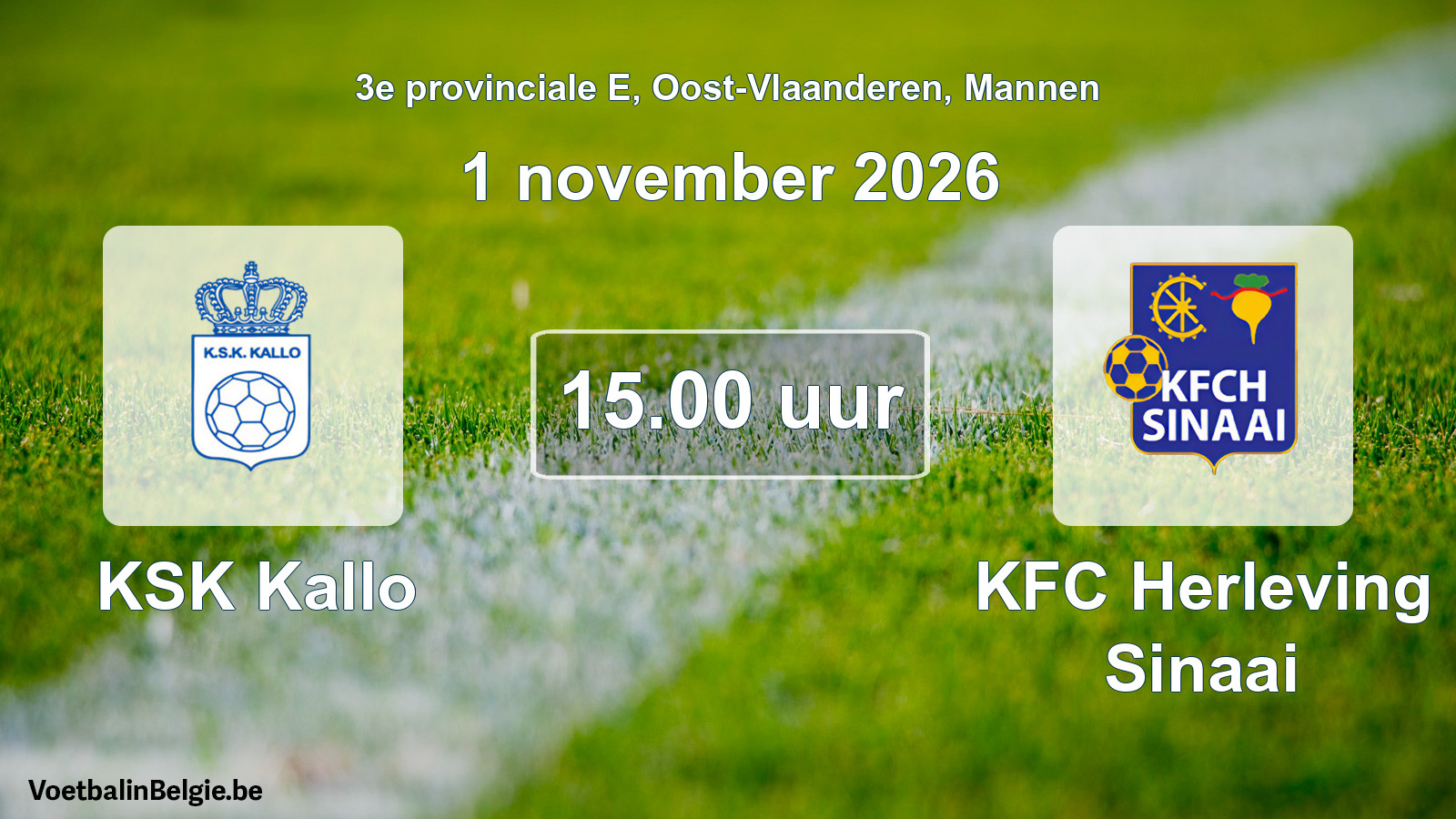 Geplande wedstrijd mannenvoetbal: KSK Kallo - KFC Herleving Sinaai (1 november 2026)