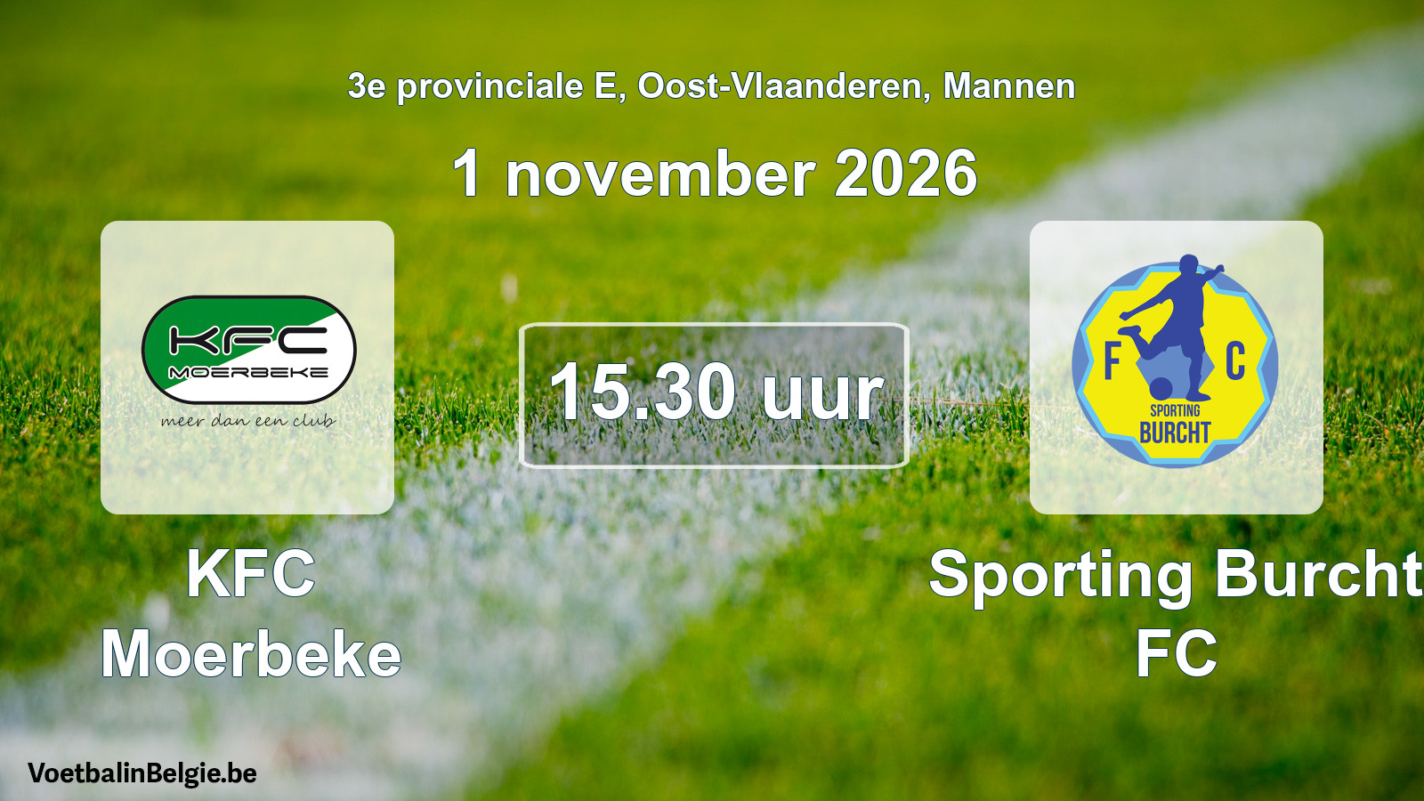 Geplande wedstrijd mannenvoetbal: KFC Moerbeke - Sporting Burcht FC (1 november 2026)