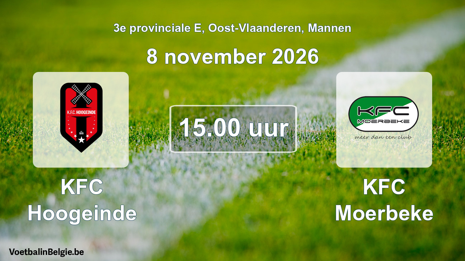Geplande wedstrijd mannenvoetbal: KFC Hoogeinde - KFC Moerbeke (8 november 2026)