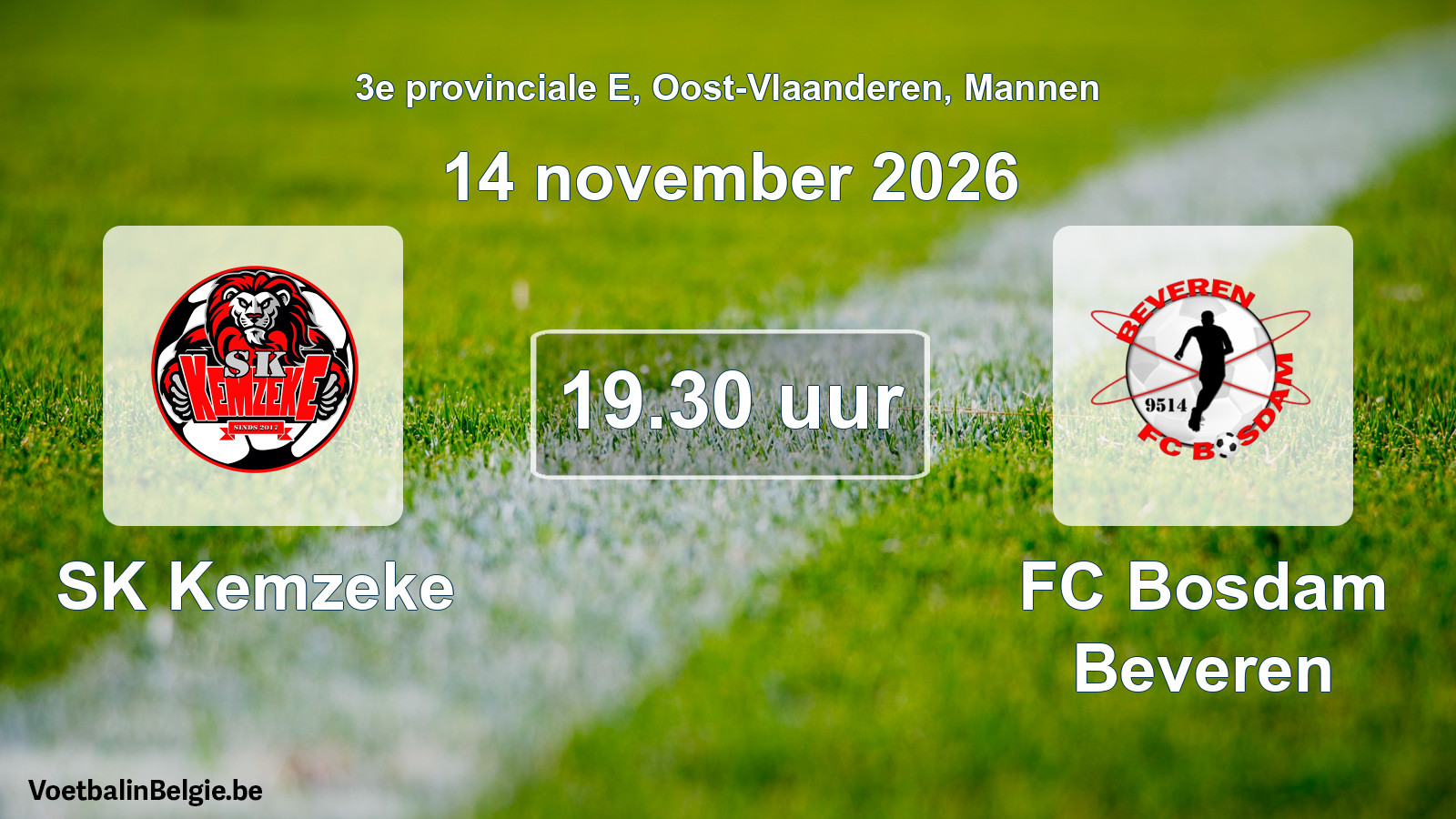 Geplande wedstrijd mannenvoetbal: SK Kemzeke - FC Bosdam Beveren (14 november 2026)
