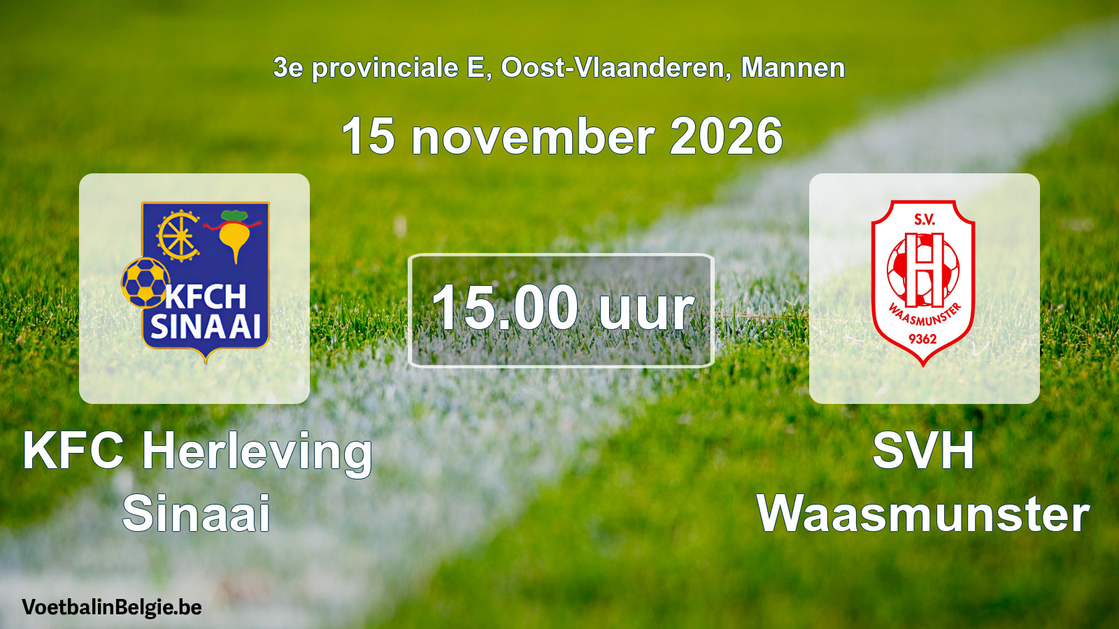 Geplande wedstrijd mannenvoetbal: KFC Herleving Sinaai - SVH Waasmunster (15 november 2026)