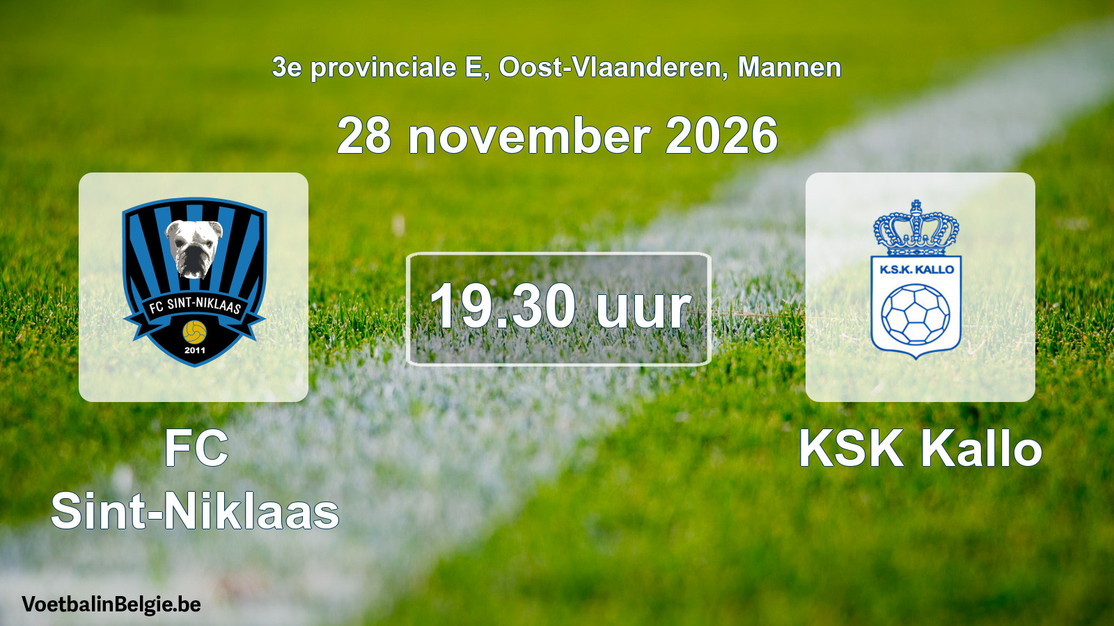 Geplande wedstrijd mannenvoetbal: FC Sint-Niklaas - KSK Kallo (28 november 2026)