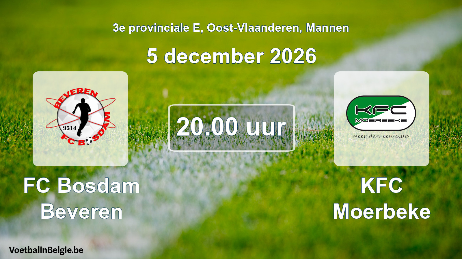 Geplande wedstrijd mannenvoetbal: FC Bosdam Beveren - KFC Moerbeke (5 december 2026)