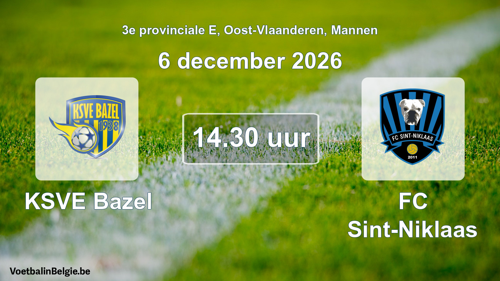 Geplande wedstrijd mannenvoetbal: KSVE Bazel - FC Sint-Niklaas (6 december 2026)