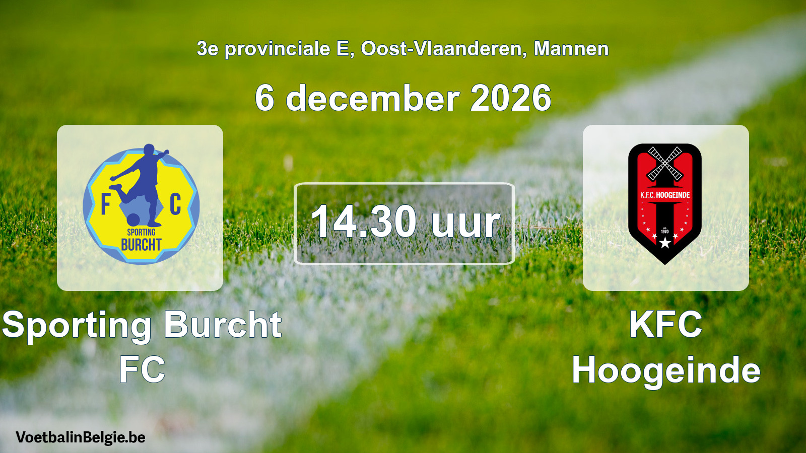 Geplande wedstrijd mannenvoetbal: Sporting Burcht FC - KFC Hoogeinde (6 december 2026)
