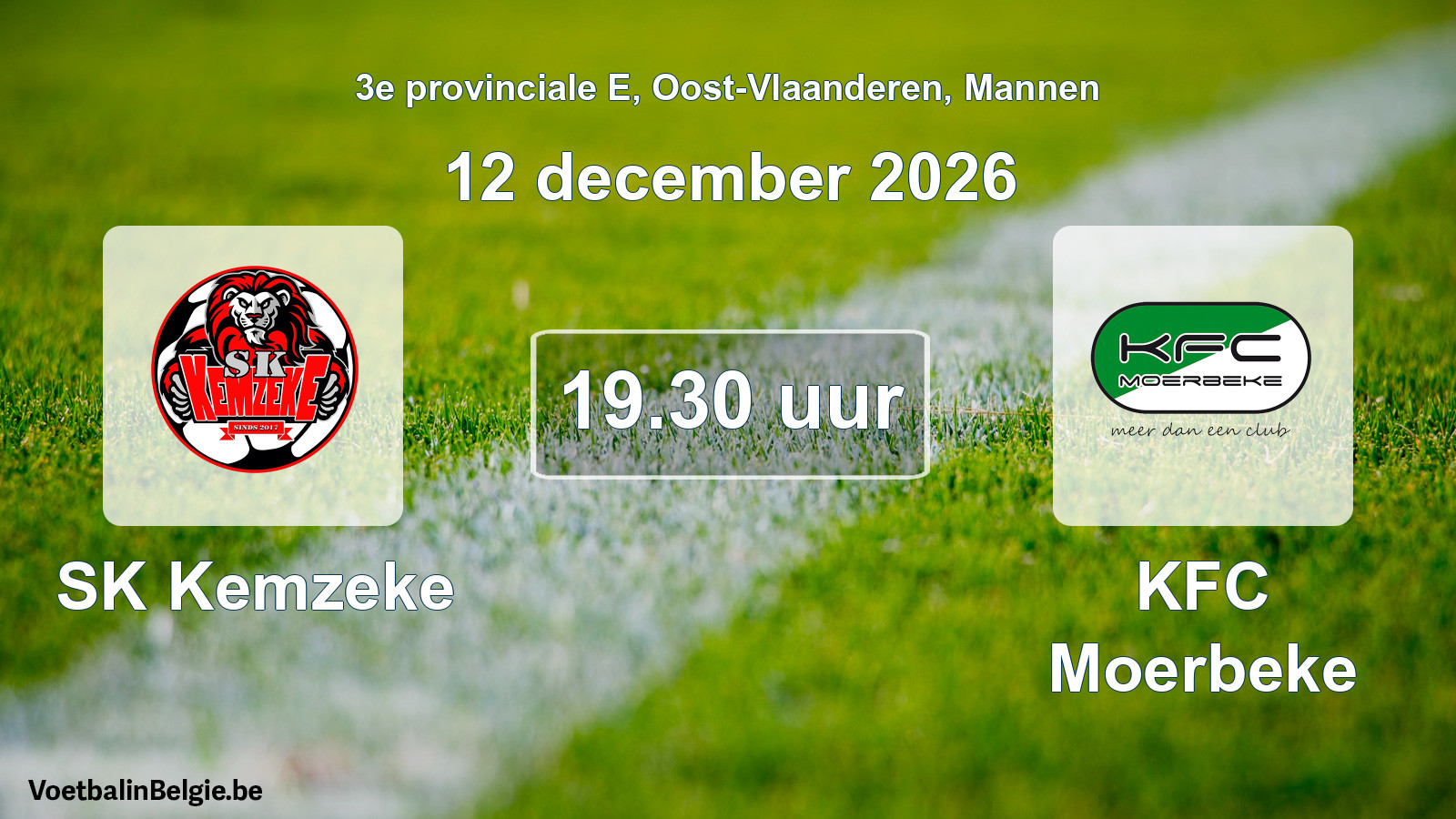 Geplande wedstrijd mannenvoetbal: SK Kemzeke - KFC Moerbeke (12 december 2026)