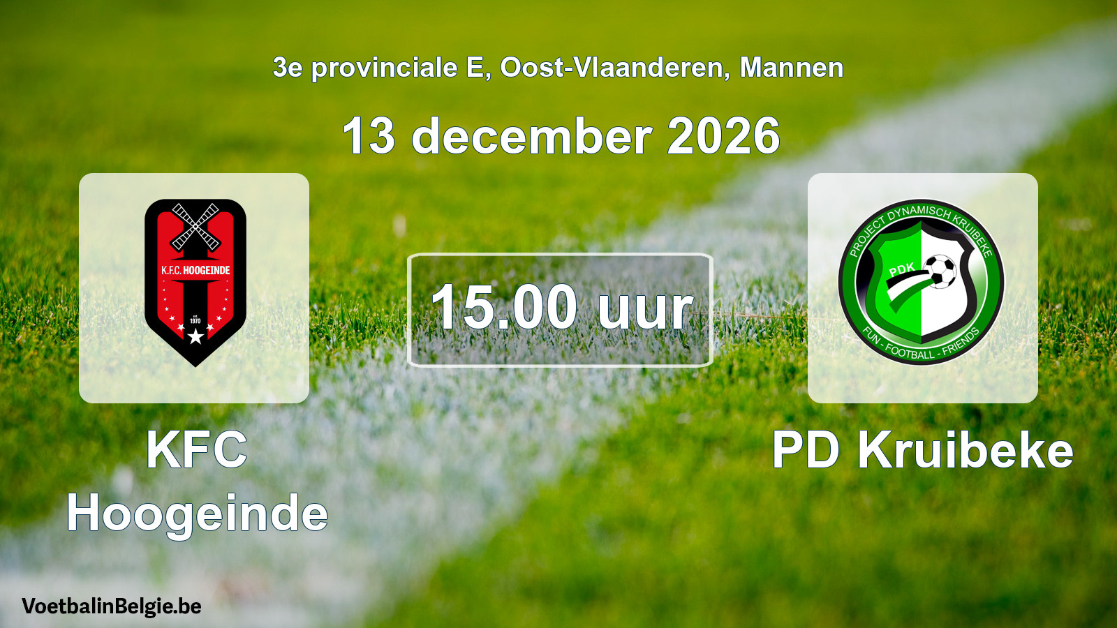 Geplande wedstrijd mannenvoetbal: KFC Hoogeinde - PD Kruibeke (13 december 2026)