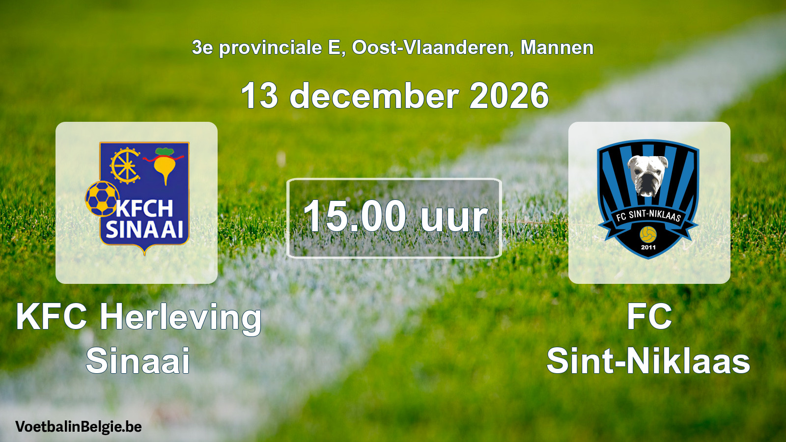 Geplande wedstrijd mannenvoetbal: KFC Herleving Sinaai - FC Sint-Niklaas (13 december 2026)