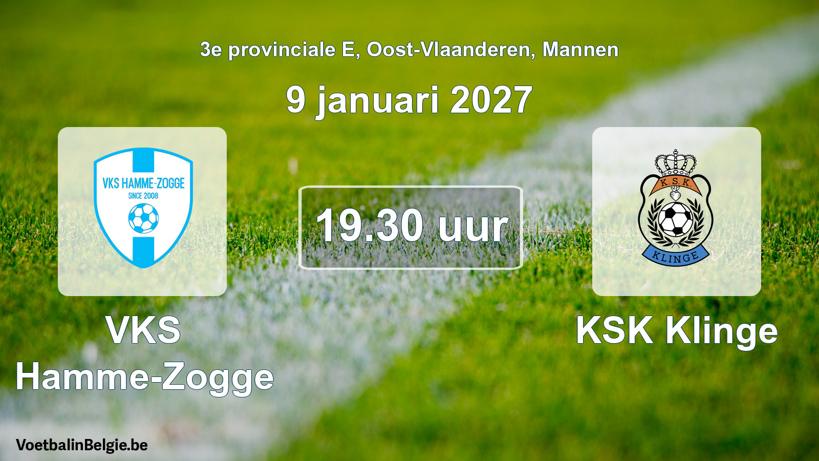 Geplande wedstrijd mannenvoetbal: VKS Hamme-Zogge - KSK Klinge (9 januari 2027)