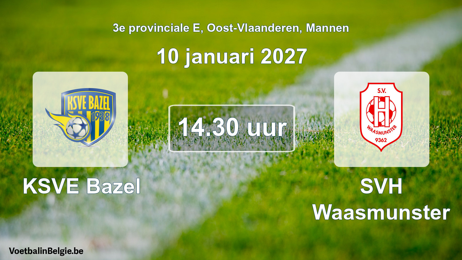 Geplande wedstrijd mannenvoetbal: KSVE Bazel - SVH Waasmunster (10 januari 2027)