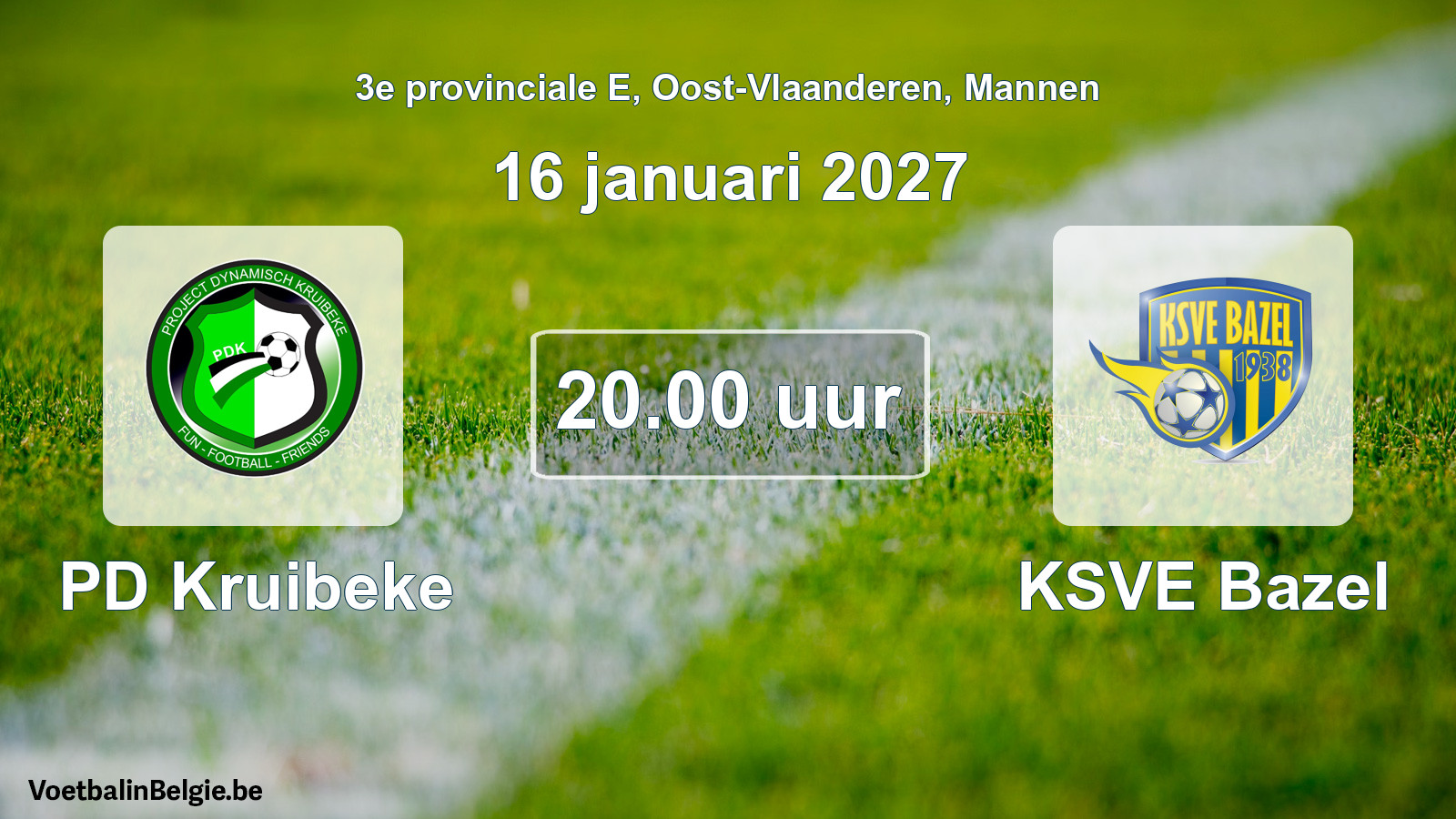 Geplande wedstrijd mannenvoetbal: PD Kruibeke - KSVE Bazel (16 januari 2027)