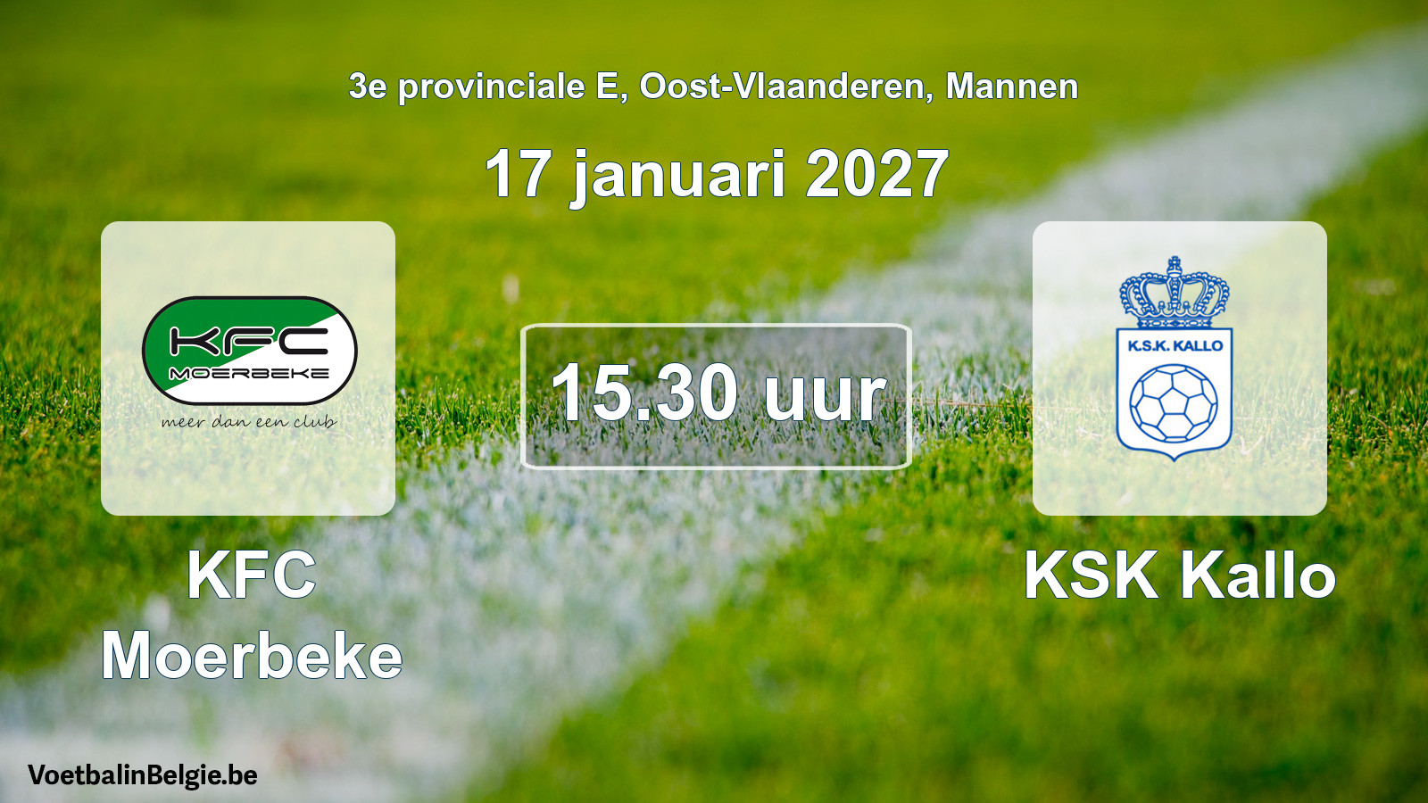 Geplande wedstrijd mannenvoetbal: KFC Moerbeke - KSK Kallo (17 januari 2027)