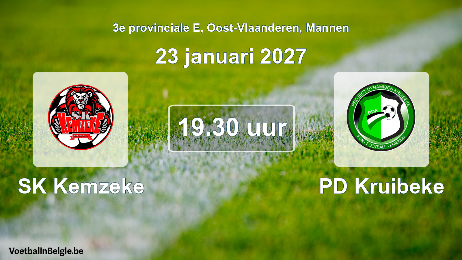 Geplande wedstrijd mannenvoetbal: SK Kemzeke - PD Kruibeke (23 januari 2027)