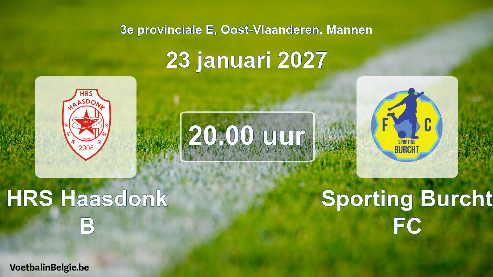 Geplande wedstrijd mannenvoetbal: HRS Haasdonk B - Sporting Burcht FC (23 januari 2027)