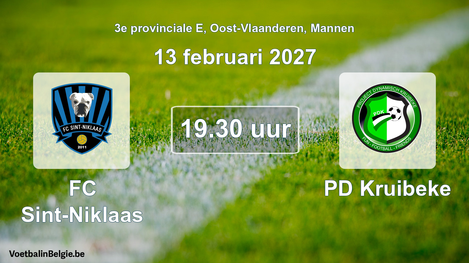 Geplande wedstrijd mannenvoetbal: FC Sint-Niklaas - PD Kruibeke (13 februari 2027)