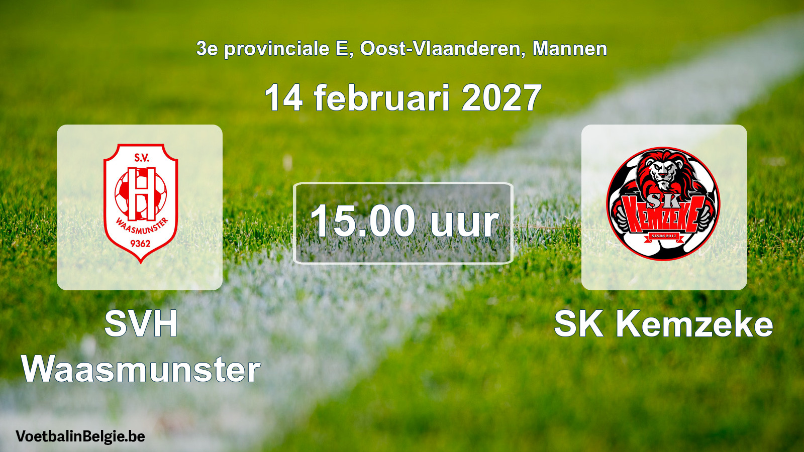 Geplande wedstrijd mannenvoetbal: SVH Waasmunster - SK Kemzeke (14 februari 2027)
