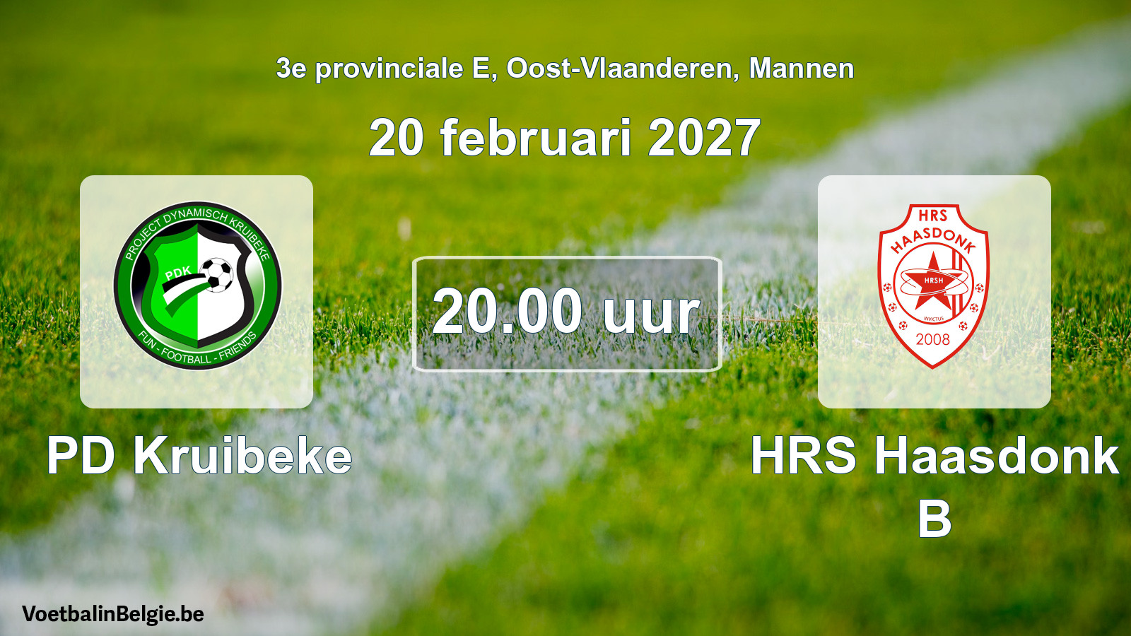 Geplande wedstrijd mannenvoetbal: PD Kruibeke - HRS Haasdonk B (20 februari 2027)